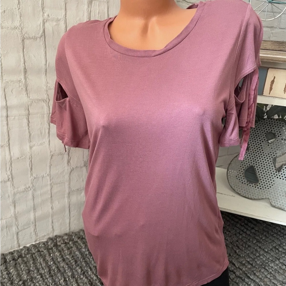 Topshop Womens Viscose Slit Sleeve Tie Top Sz 6 NWOT!